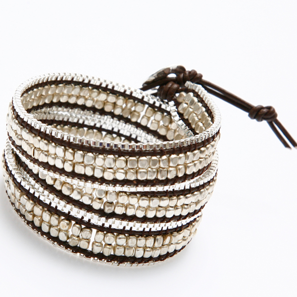 bracelet wrap nakamol perles argent 