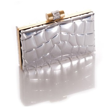 yves saint laurent pre owned silver clutch