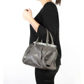 Valentino Sac agneau gris et strass Vintage