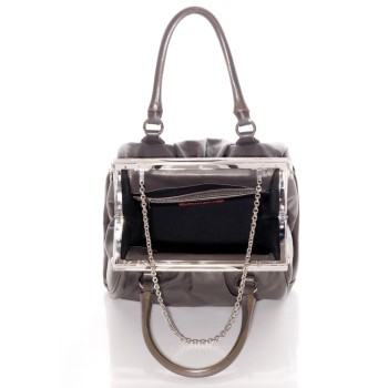 Luxury vintage grey bag with rhinestone clasp