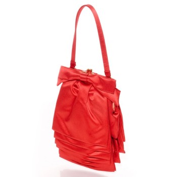 Valentino - Mini sac en satin rouge vintage à volants