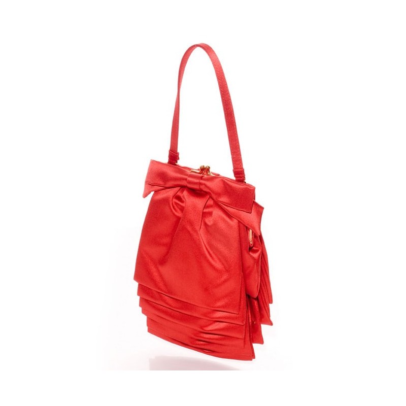 Valentino - Mini sac en satin rouge vintage à volants