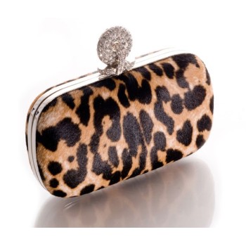 Yves Saint Laurent - minaudière poulain façon léopard vue de côté