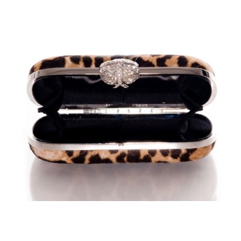 Yves Saint Laurent - minaudière poulain façon léopard intérieur satin