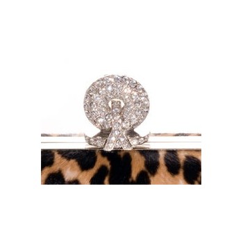 Yves Saint Laurent - minaudière poulain façon léopard détail fermoir strass