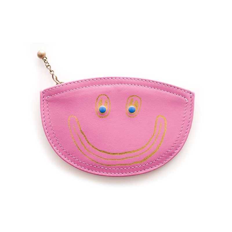 porte monnaie cuir rose designer paris house