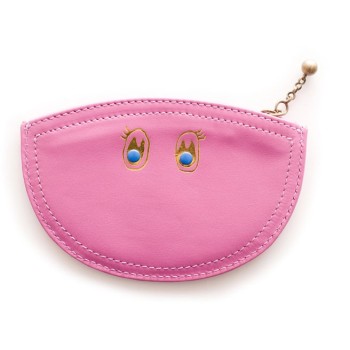 porte monnaie cuir rose designer paris house