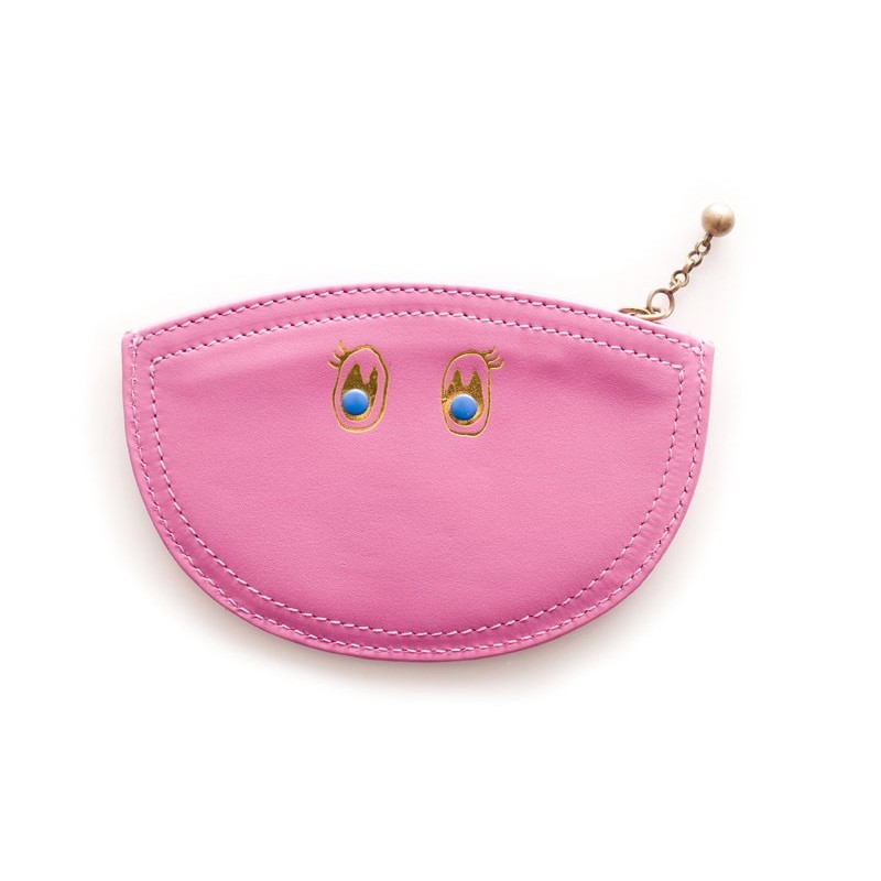 porte monnaie cuir rose designer paris house