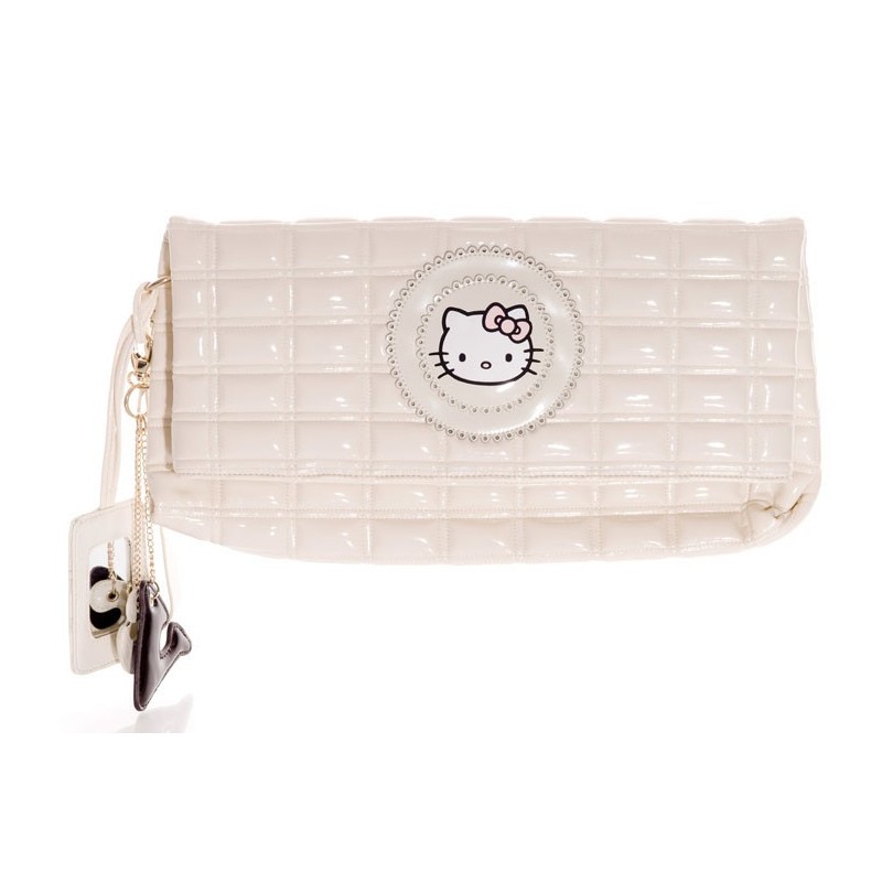 Pochette Hello Kitty vinyl coloris crème