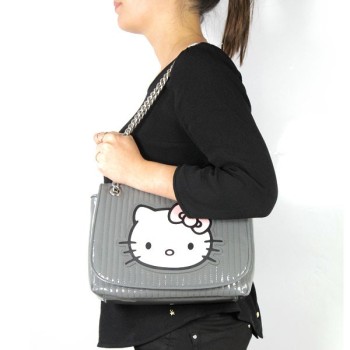 Hello Kitty quilted gray vinyl bag - vintage Collector