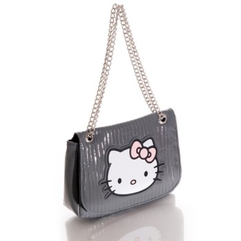 Hello Kitty quilted gray vinyl bag - vintage Collector