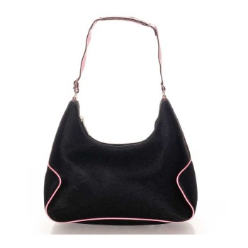 Salvatore Ferragamo - Vintage black jersey and pink leather shoulder bag
