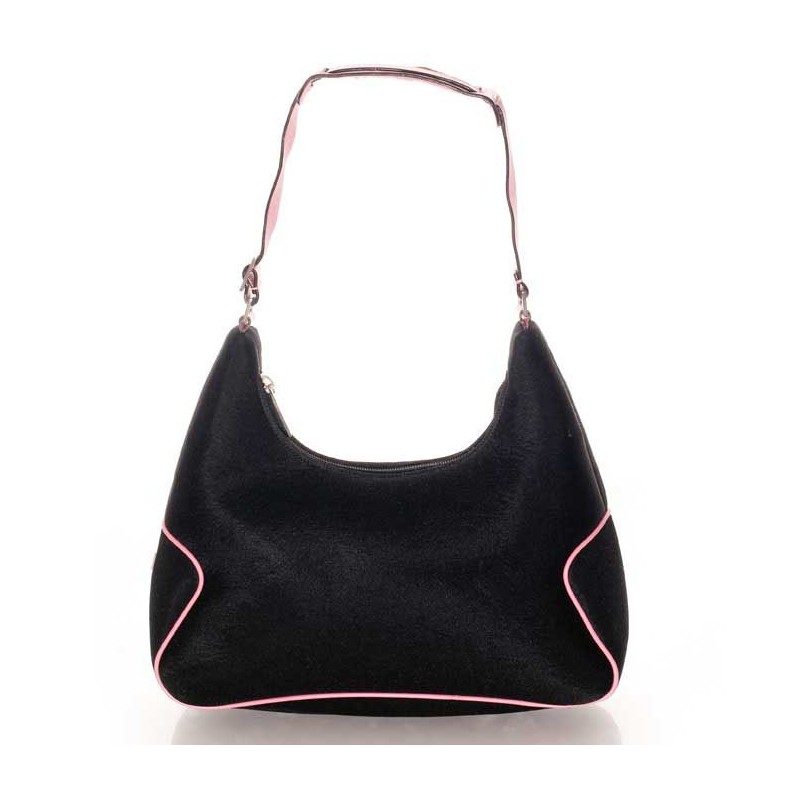 Salvatore Ferragamo - Vintage black jersey and pink leather shoulder bag