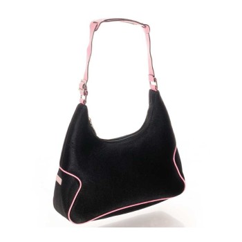 Salvatore Ferragamo - Vintage black jersey and pink leather shoulder bag