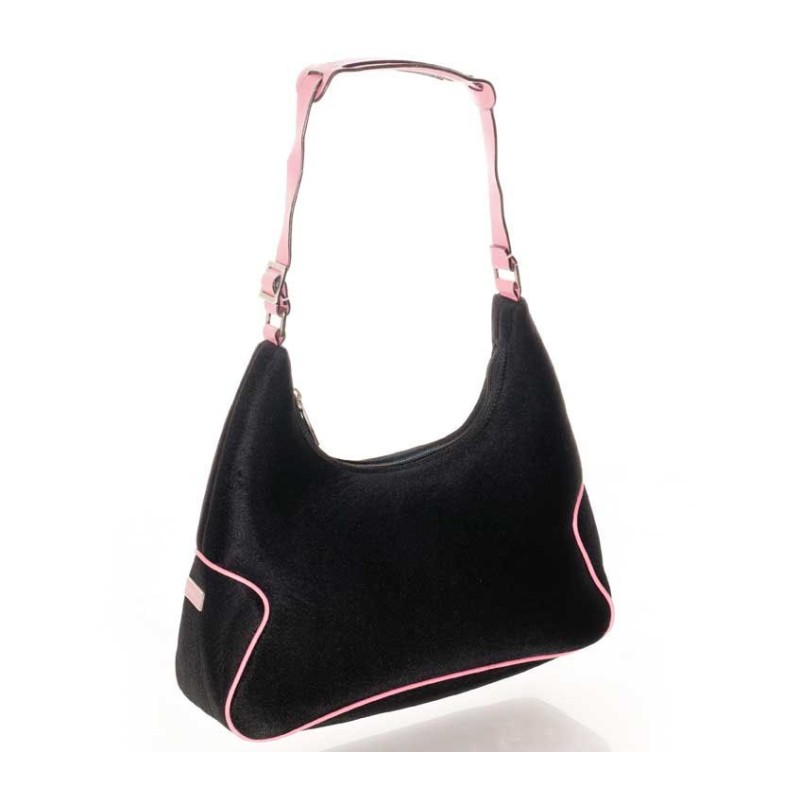 Salvatore Ferragamo - Vintage black jersey and pink leather shoulder bag