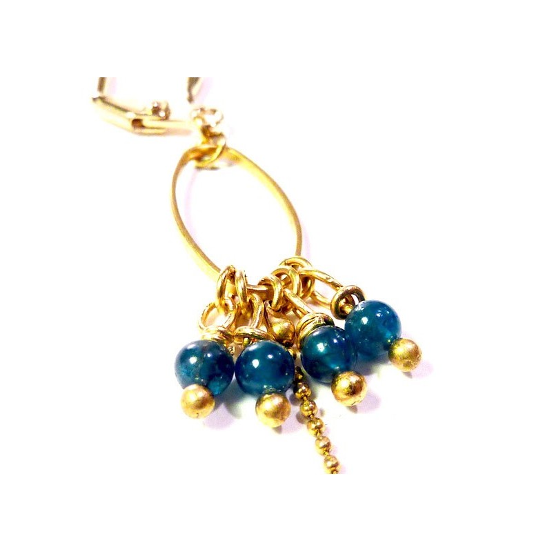 Boucles oreilles agate bleue detail