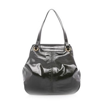 Sac de créateur Alexander McQueen noir en cuir vernis, style chic et couture