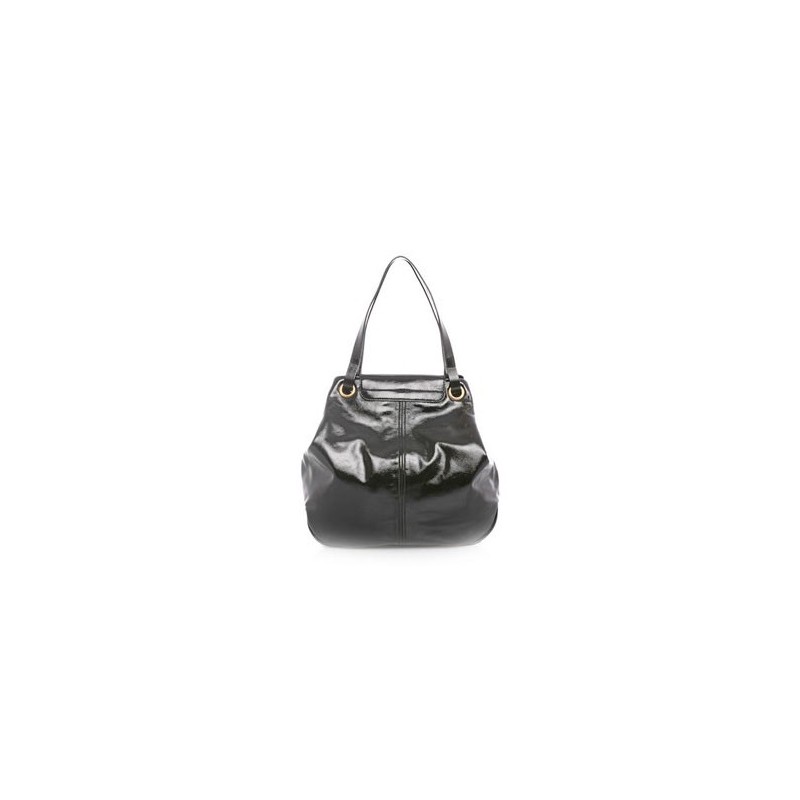 Sac de créateur Alexander McQueen noir en cuir vernis, style chic et couture