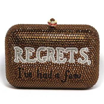Minaudière strass brun