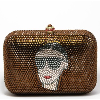 Minaudière strass brun