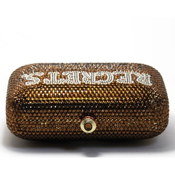 Minaudière strass brun