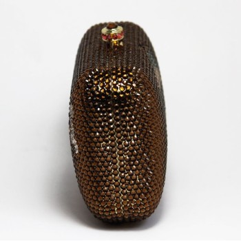 Minaudière strass brun