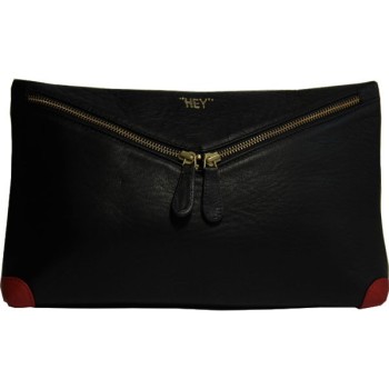 pochette en cuir noir de la marque Paris House de dos