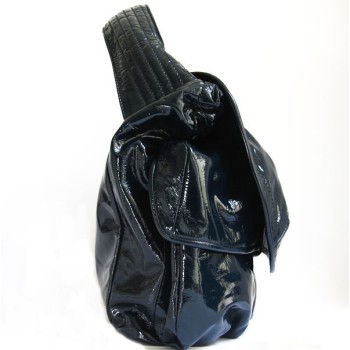 Givenchy vintage navy patent leather bag with multiple pockets