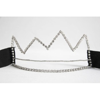 Bijou de tête de défilé Sonia Rykiel Vintage - Pièce unique en strass monté sur gros grain noir