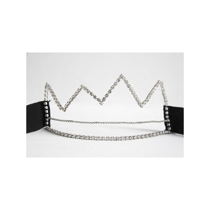 Bijou de tête de défilé Sonia Rykiel Vintage - Pièce unique en strass monté sur gros grain noir