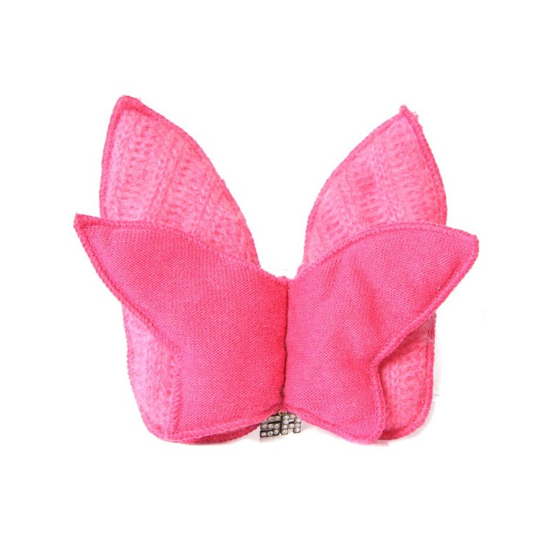 Sonia Rykiel - Broche "Papillon" en mohair fuchsia vintage