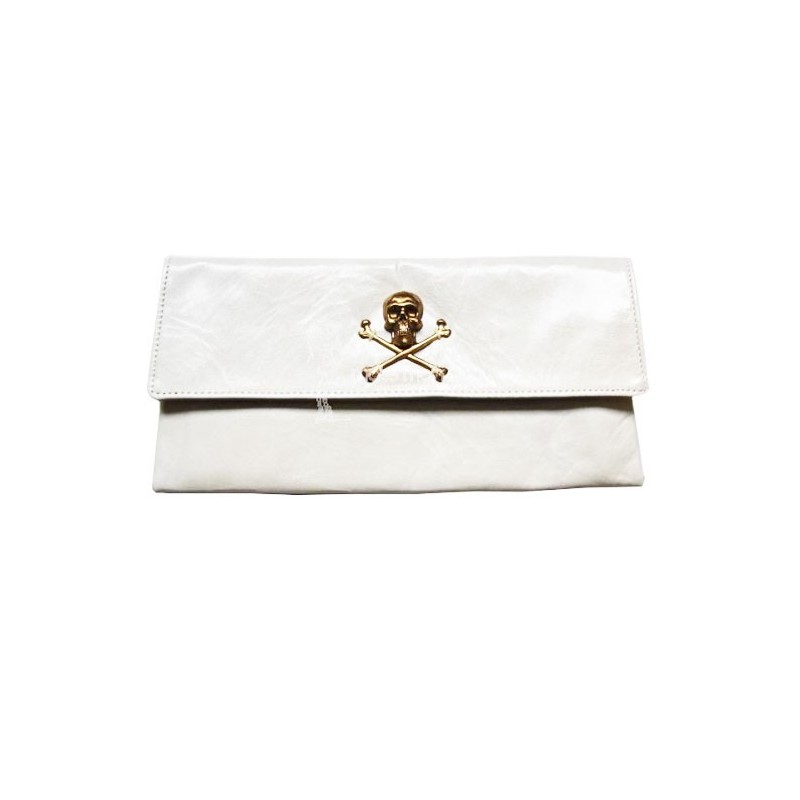 sous les paves pochette cuir blanc
