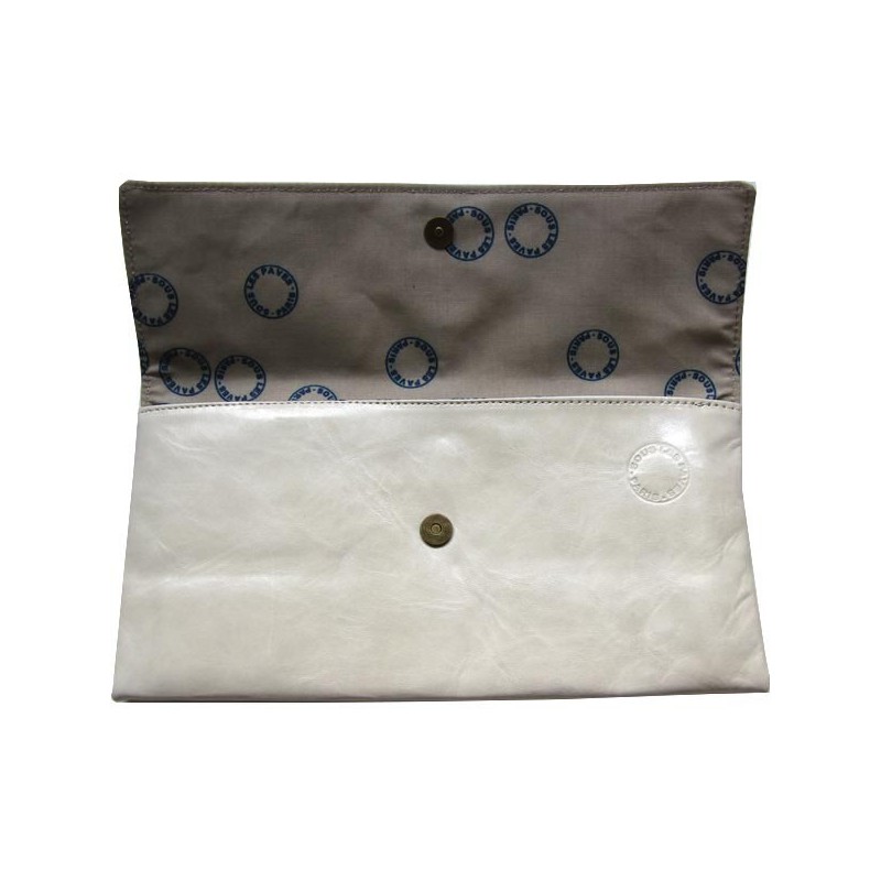 sous les paves pochette cuir blanc