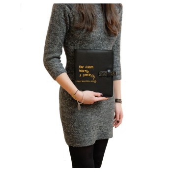 Pochette iPad cuir noir