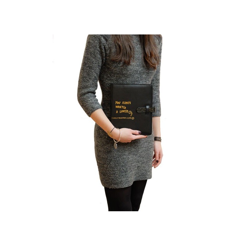 Pochette iPad cuir noir