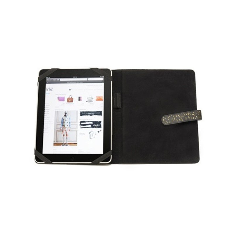 housse iPad cuir noir