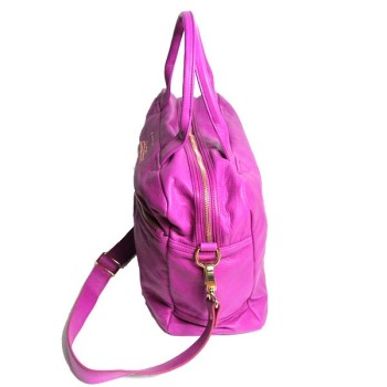 Sac 24 heures paris house cuir rose de cote