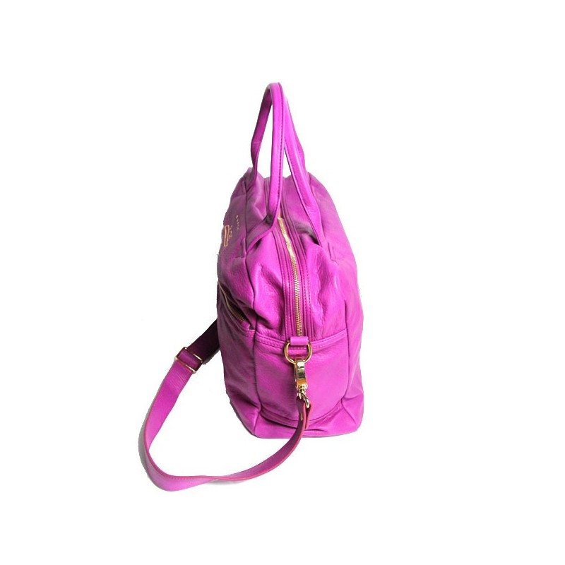 Sac 24 heures paris house cuir rose de cote