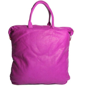 Maxi cabas cuir Fuchsia