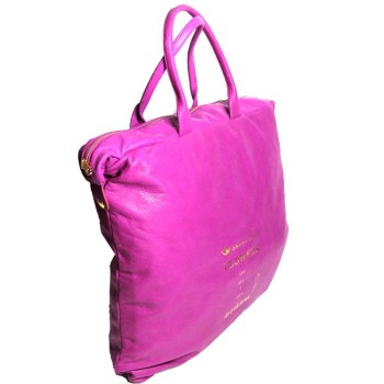 Maxi cabas cuir Fuchsia