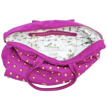 Fishing Bag Paris House en cuir fuchsia style rock chic
