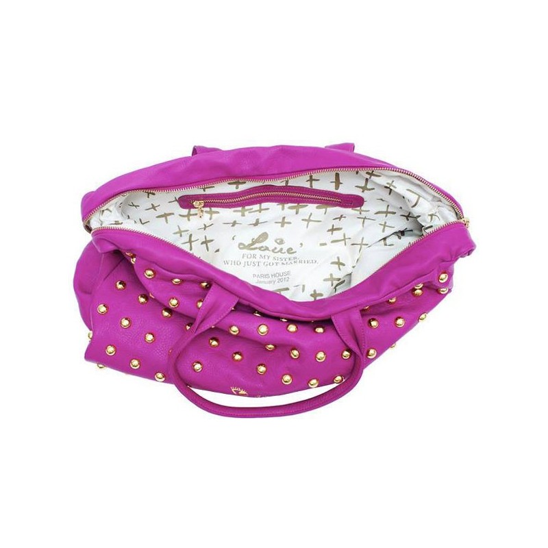 Fishing Bag Paris House en cuir fuchsia style rock chic