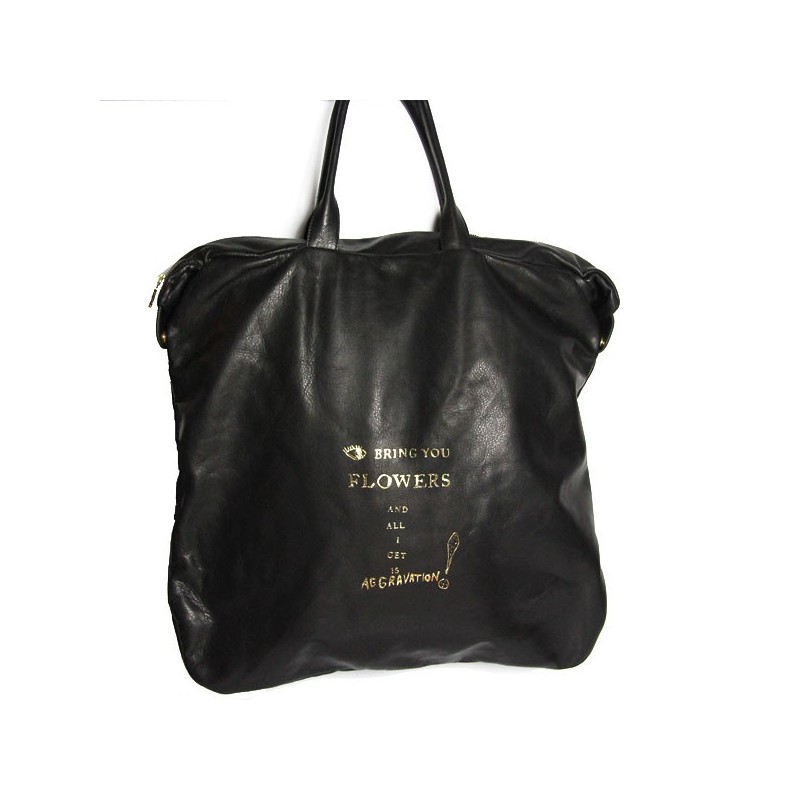 Maxi sac a main cuir noir de la marque Paris House