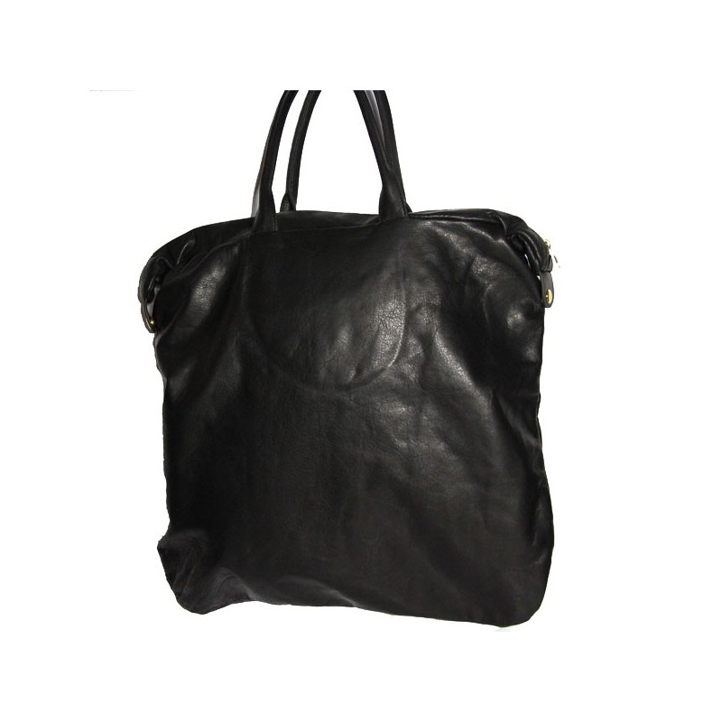 Maxi sac a main cuir noir de la marque Paris House de dos