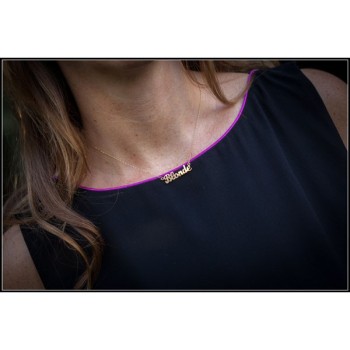Collier Blonde plaque Or Rose bijou createur