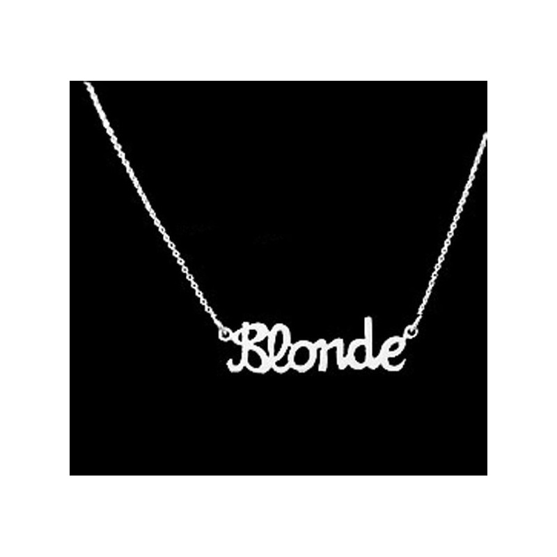 collier blonde metal argent plaque matemonsac