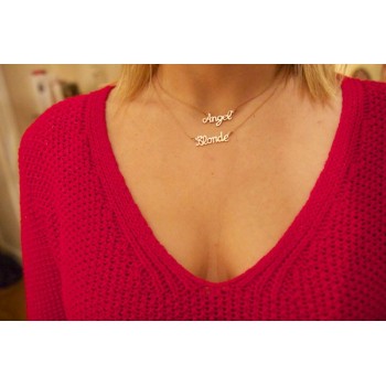 Angel gold necklace worn