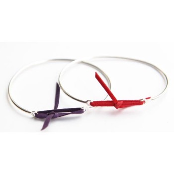 Jonc Argent et lien nubuck