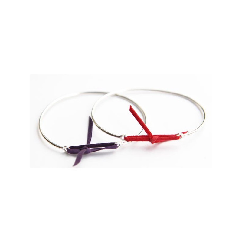 Jonc Argent et lien nubuck