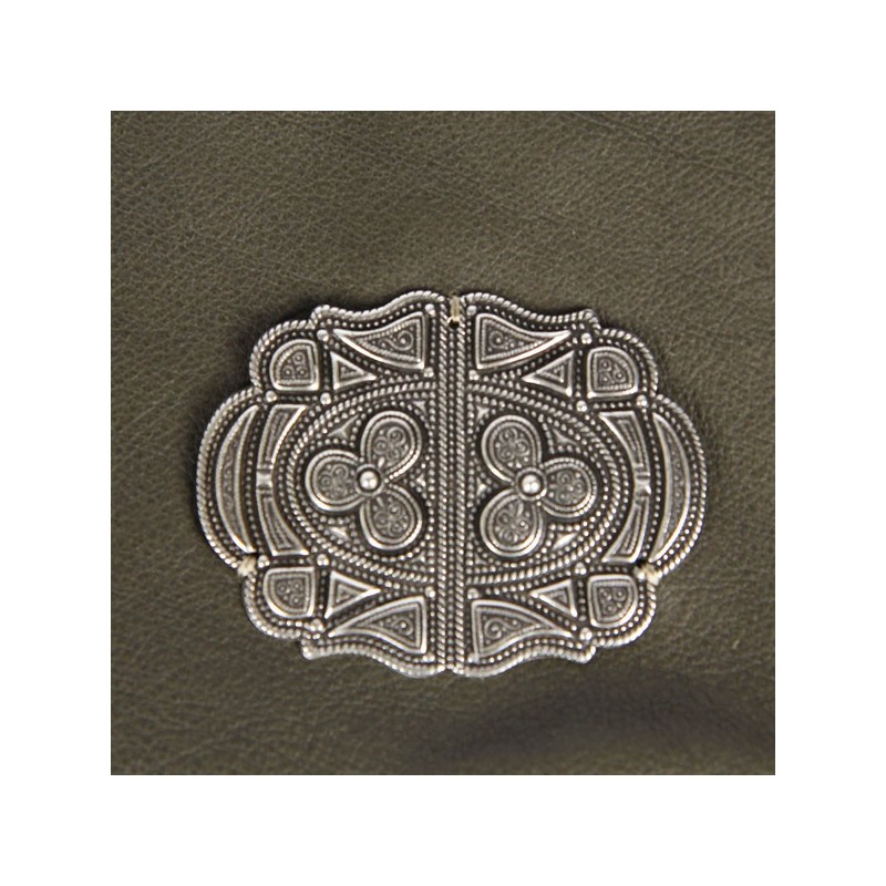 sac pochette cuir kaki sous les paves pastille